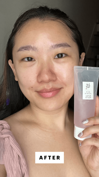 Han after applying Beauty of Joseon Red Bean Water Gel